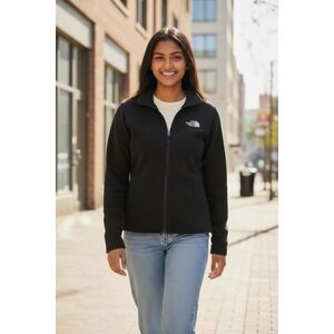 The North Face Youth Girls Size XL Black Full Zip Fleece Jacket‎ Coat Logo 16 18